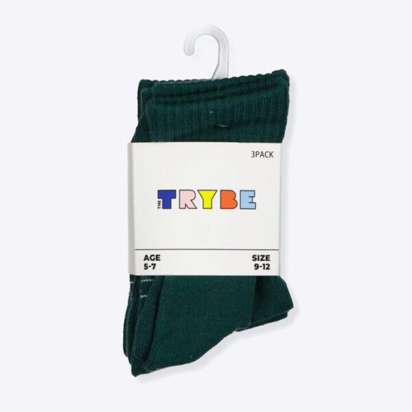 Trybe Socks Half Crew Socks 3 Pack Kids Green Unisex Size 5-8