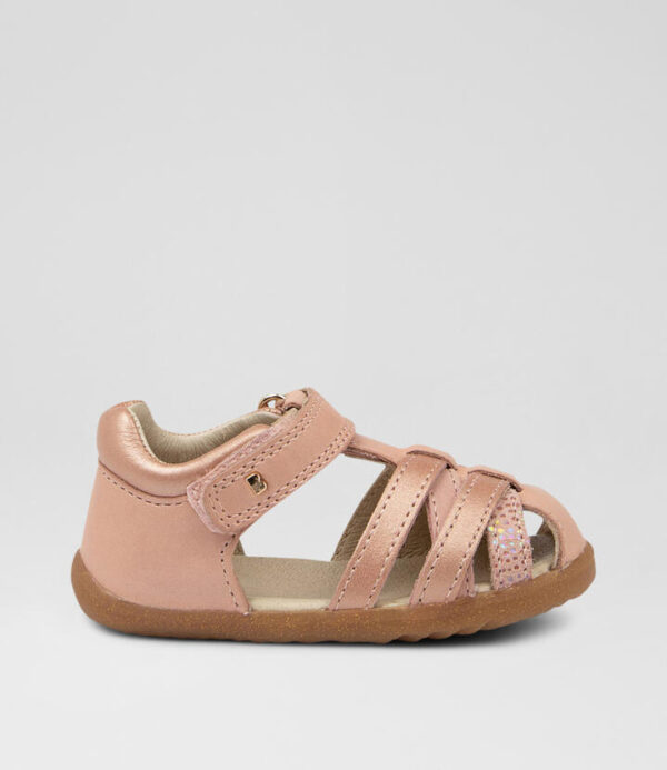 Su Cross Jump Infant Dusk Pearl Rose Gold Leather Flat Shoes