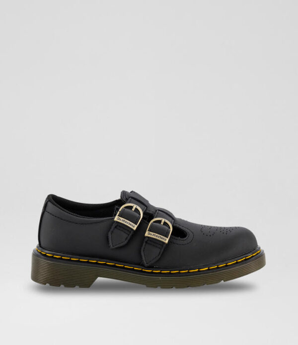 8065 Mary Jane Junior Black Softy Leather Flat Shoes