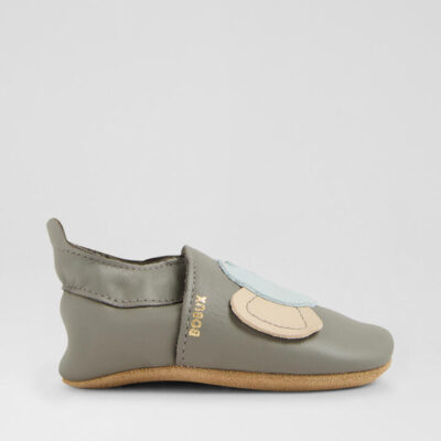 Ss Elephant Infant Grey Leather Flat Shoes