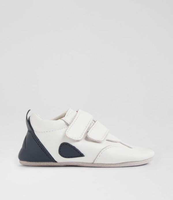 Ss Pitch Infant White Navy Leather Flat Shoes