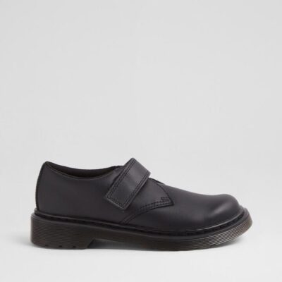 1461 Kamron 2 Junior Mono Black Leather Flat Shoes