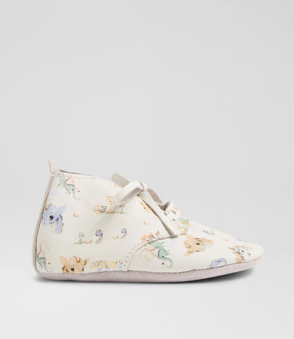 Ss Dragon Lace Infant White Multi Leather Flat Shoes