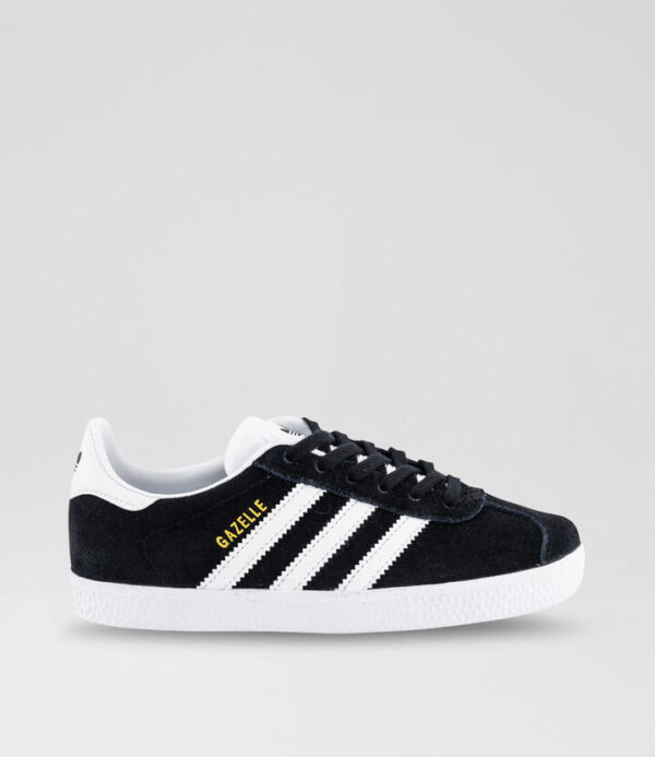 Gazelle Junior Black White Gold Suede Sneakers
