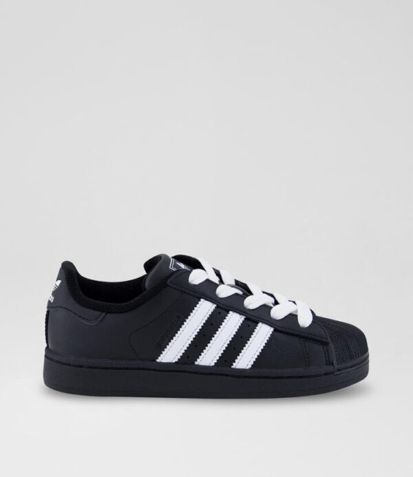 Superstar 2 Junior Black White Leather Sneakers