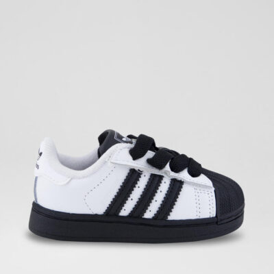 Superstar 2 Toddler White Black Leather Sneakers