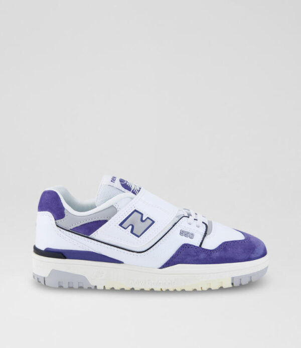550 Junior White Grey Navy Leather Sneakers