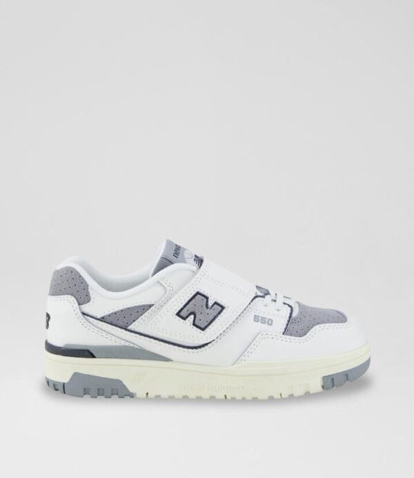 550 Junior White Grey Leather Sneakers