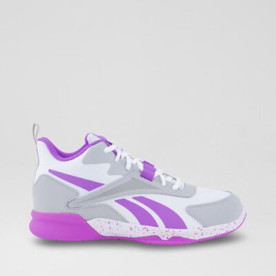 More Buckets Junior White Purple Leather Sneakers