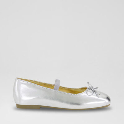 Ballet Flat Junior Silver Metallic Pu Flat Shoes