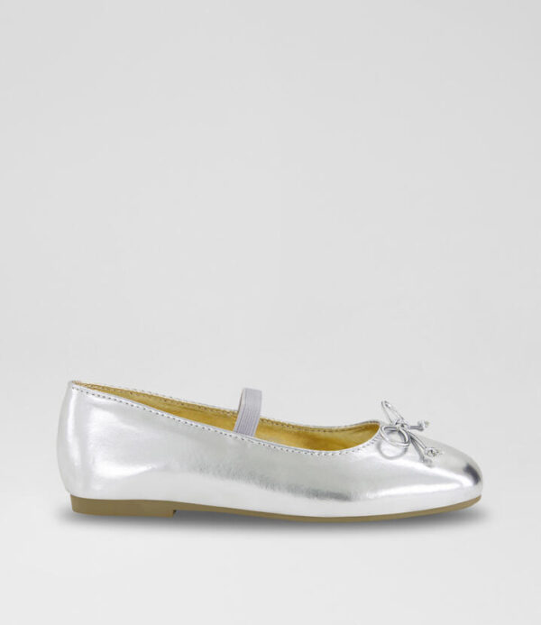 Ballet Flat Junior Silver Metallic Pu Flat Shoes