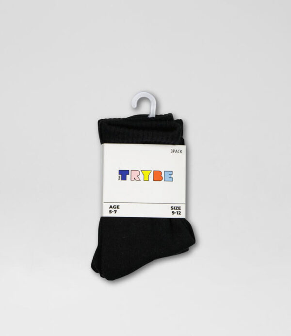 Core 3 Pack Crew Black Cotton Socks