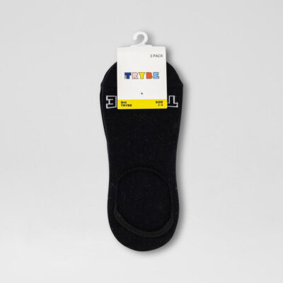 3 Pack Invisible Black Cotton Socks