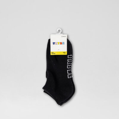 3 Pack Ankle Black Cotton Socks