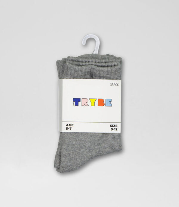 Core 3 Pack Crew Grey Cotton Socks