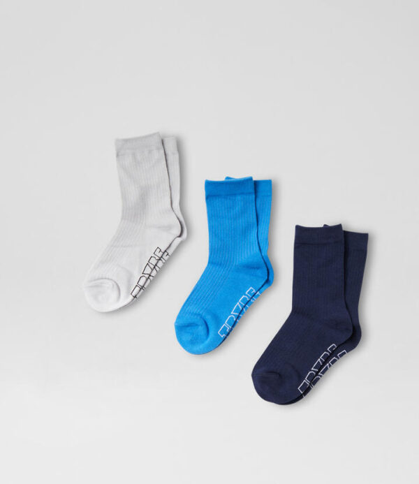 Half Crew 3 Pack Blue Grey Cotton Socks