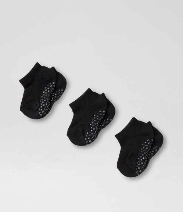 Crib Ankle 3 Pack Black Cotton Socks