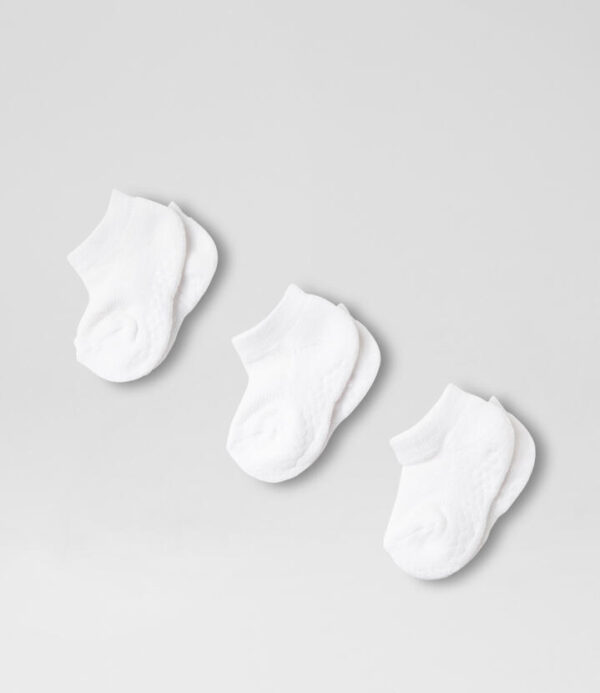 Crib Ankle 3 Pack White Cotton Socks