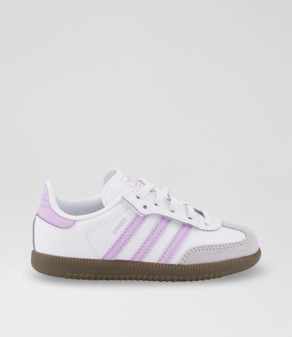Samba Toddler White Purple Leather Sneakers