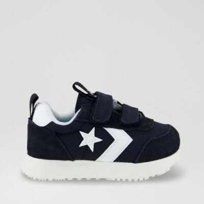 Omega Trainer Easy On Toddler Black White Fabric Sneakers