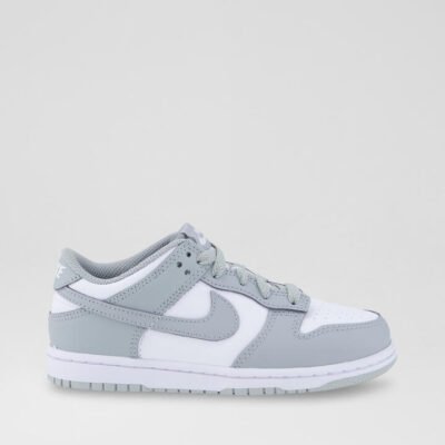 Dunk Low Junior White Grey Leather Sneakers