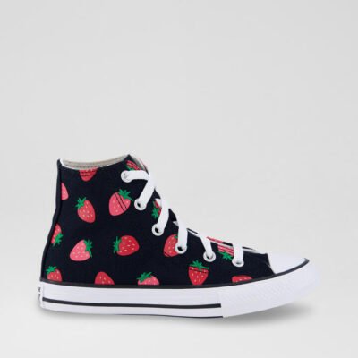 Ctas Hi Junior Black Pink Red Strawberry Canvas Sneakers