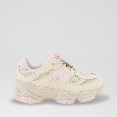 9060 Toddler Tan Pink Fabric Sneakers TheSneakerLounge Kids 9060 Toddler Tan Pink Fabric Sneakers