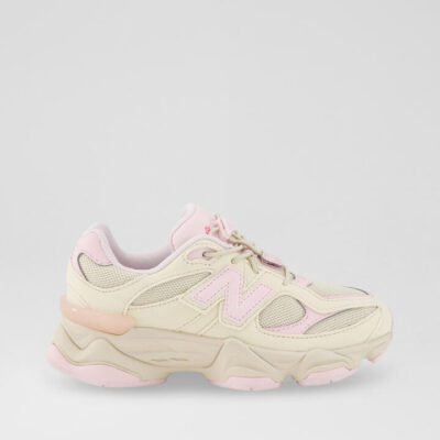 9060 Junior Tan Pink Fabric Sneakers TheSneakerLounge Kids 9060 Junior Tan Pink Fabric Sneakers
