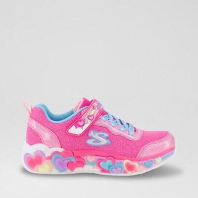 Heart Lights Junior Hot Pink Multi Fabric Sneakers