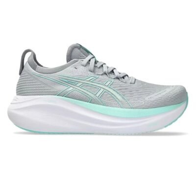 Womens Asics Gel-nimbus 27 (Wide) Piedmont Grey / Illuminate Mint / Us 7.5